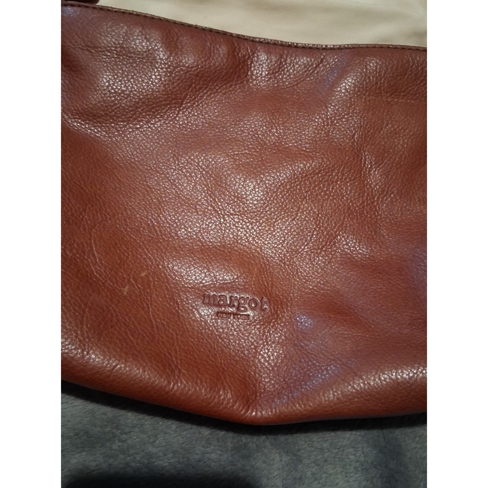 Margot New York Brown Leather Crossbody Zip Gold Hardware Shoulder Strap Purse - Picture 9 of 16